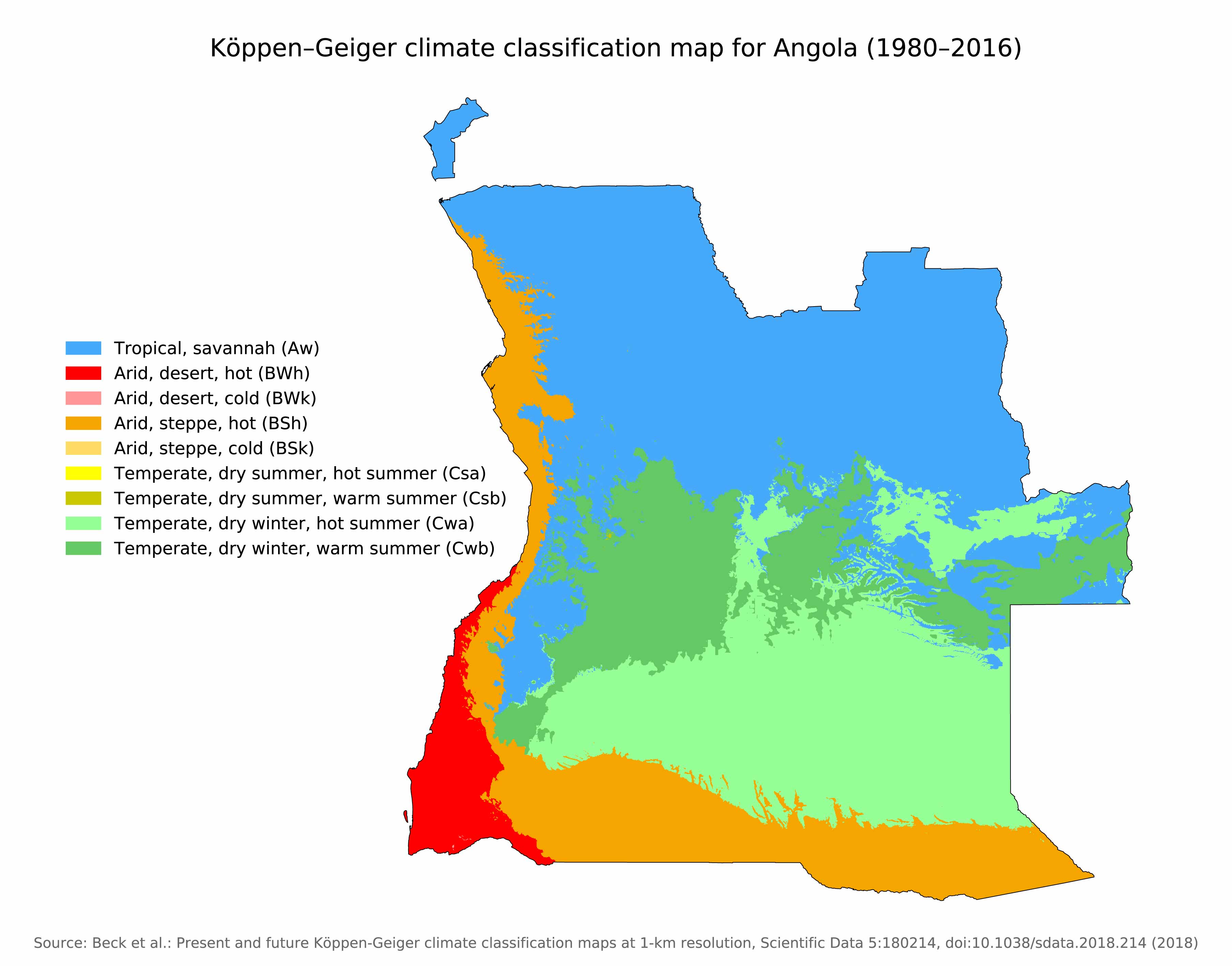 Angola Climatic Map