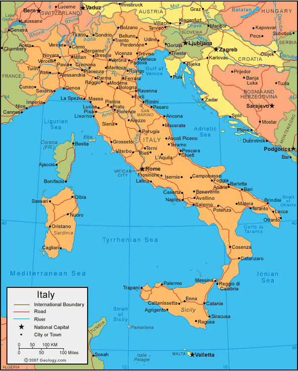 Italy Major Cities Map