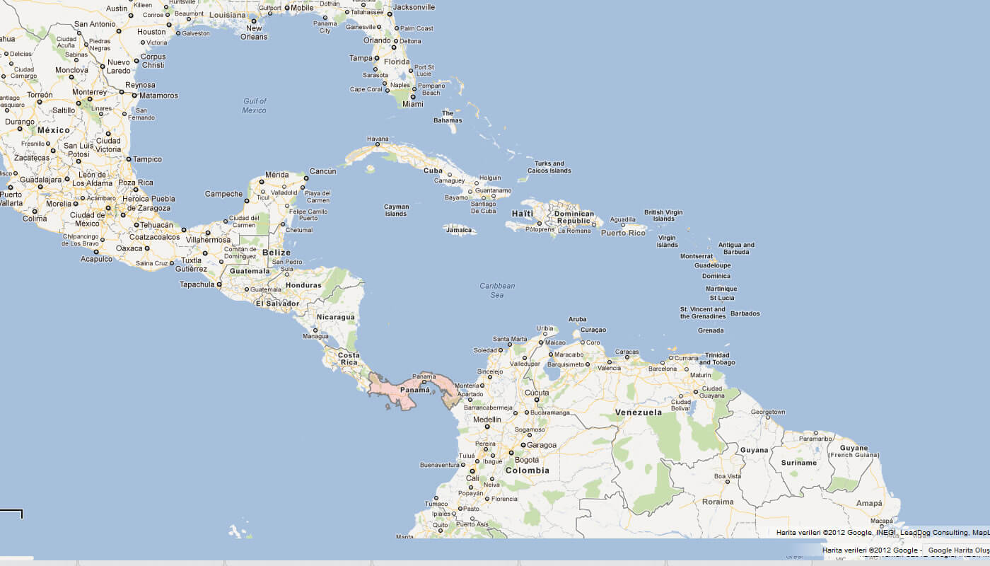 Panama Major Cities Map