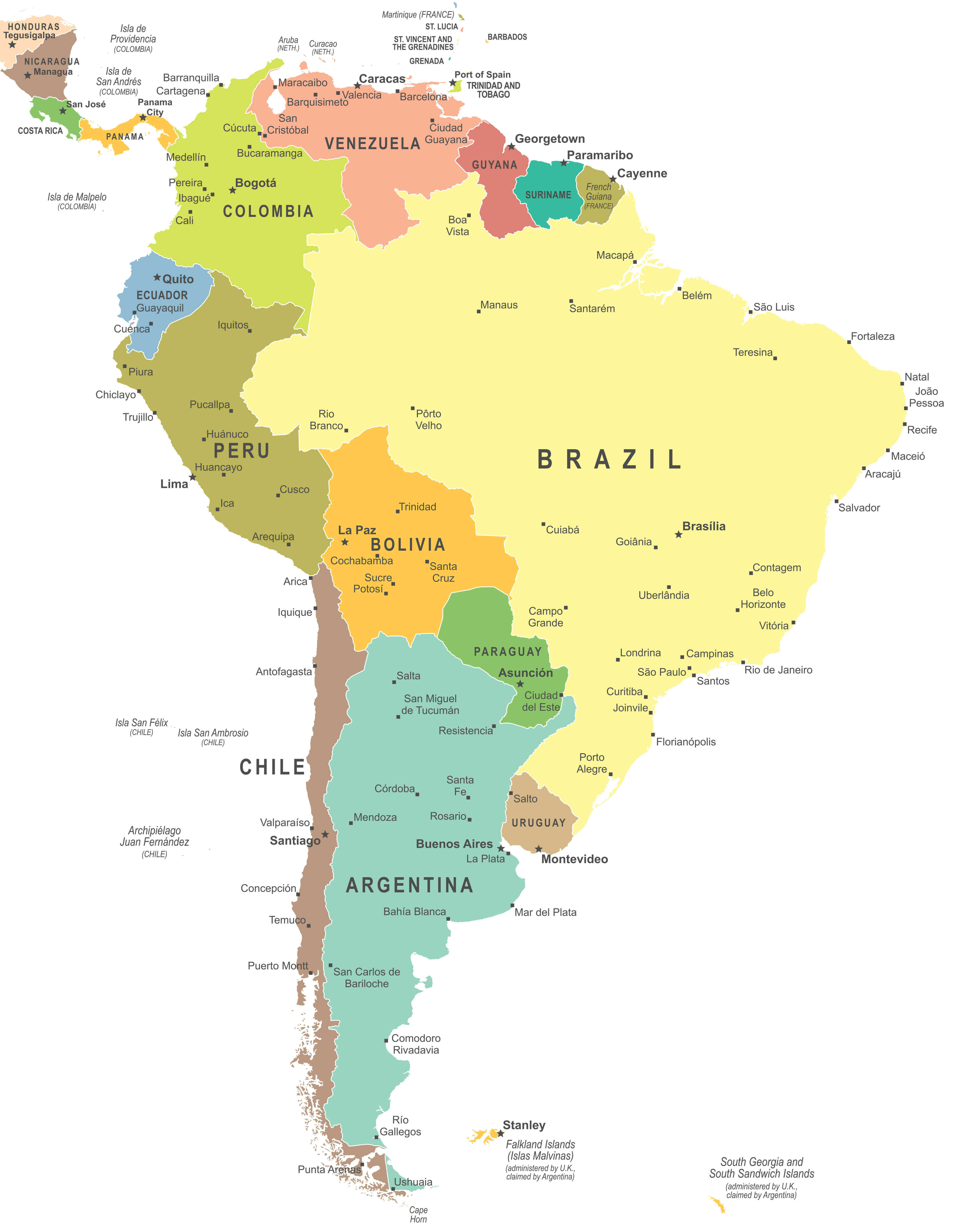 South America Map With States