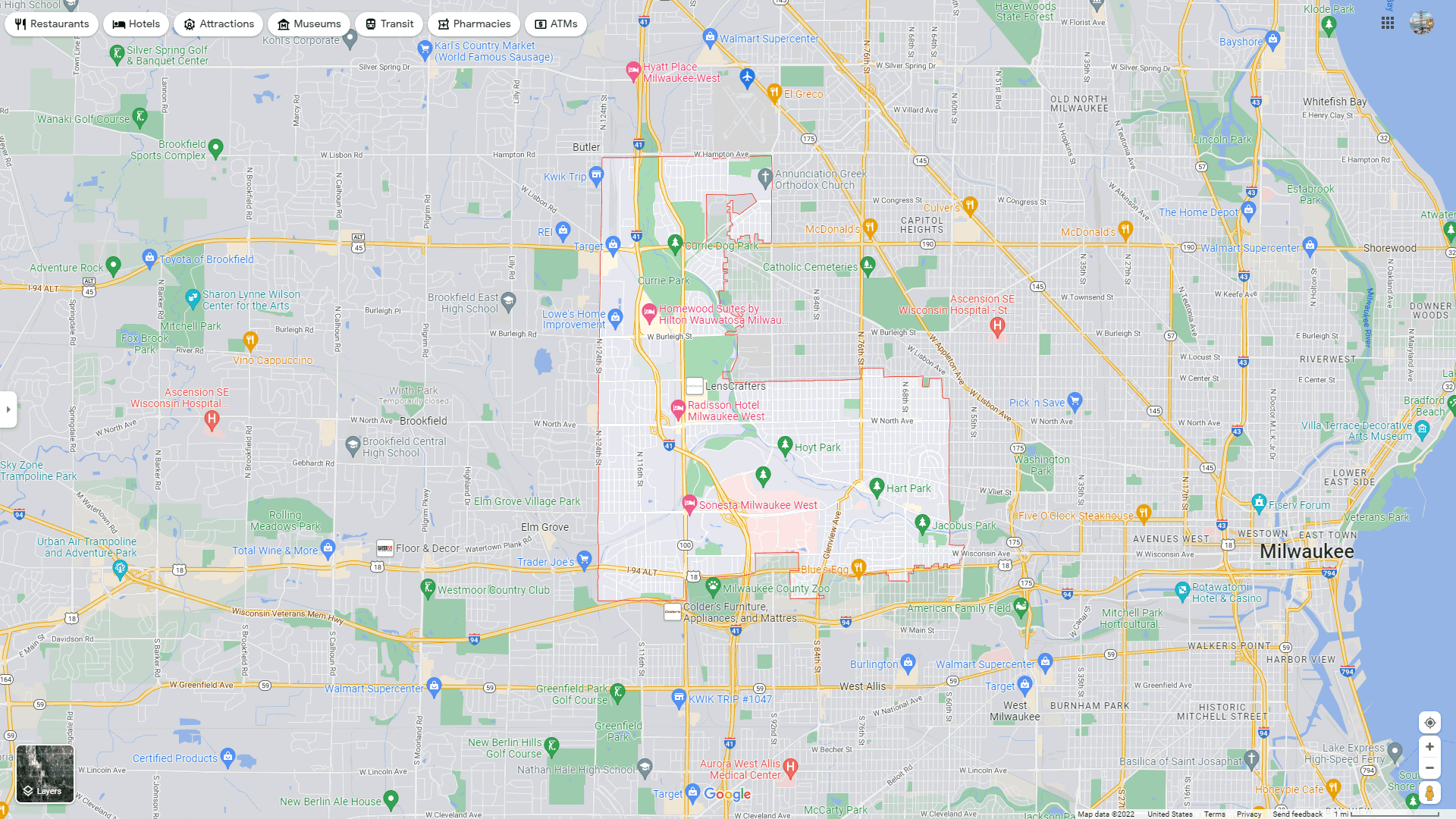 Wauwatosa, Wisconsin Map