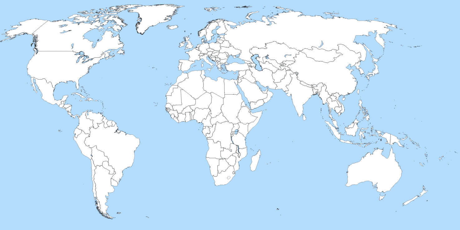 Blank Map Of The World Showing Continents And Oceans