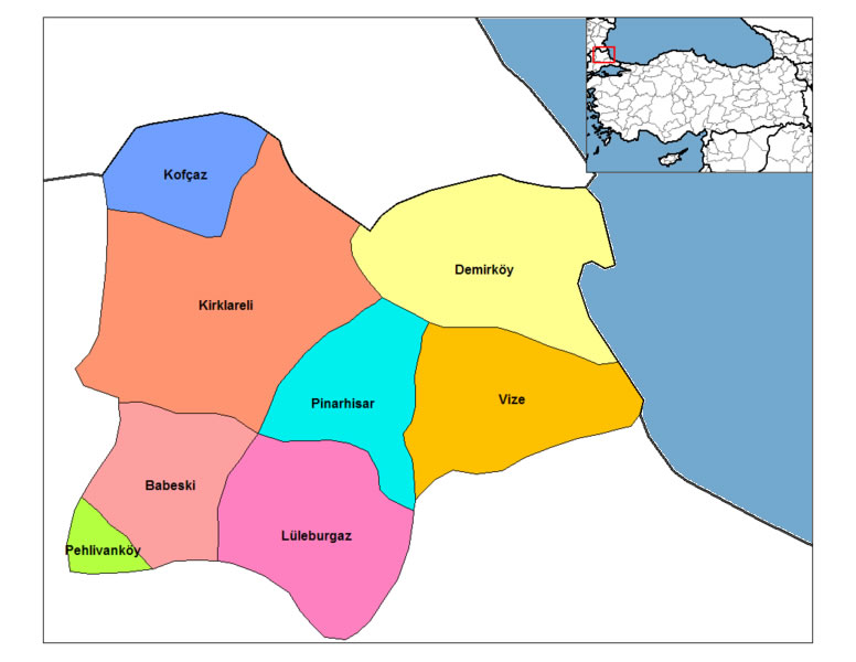 Kirklareli Map - Turkey