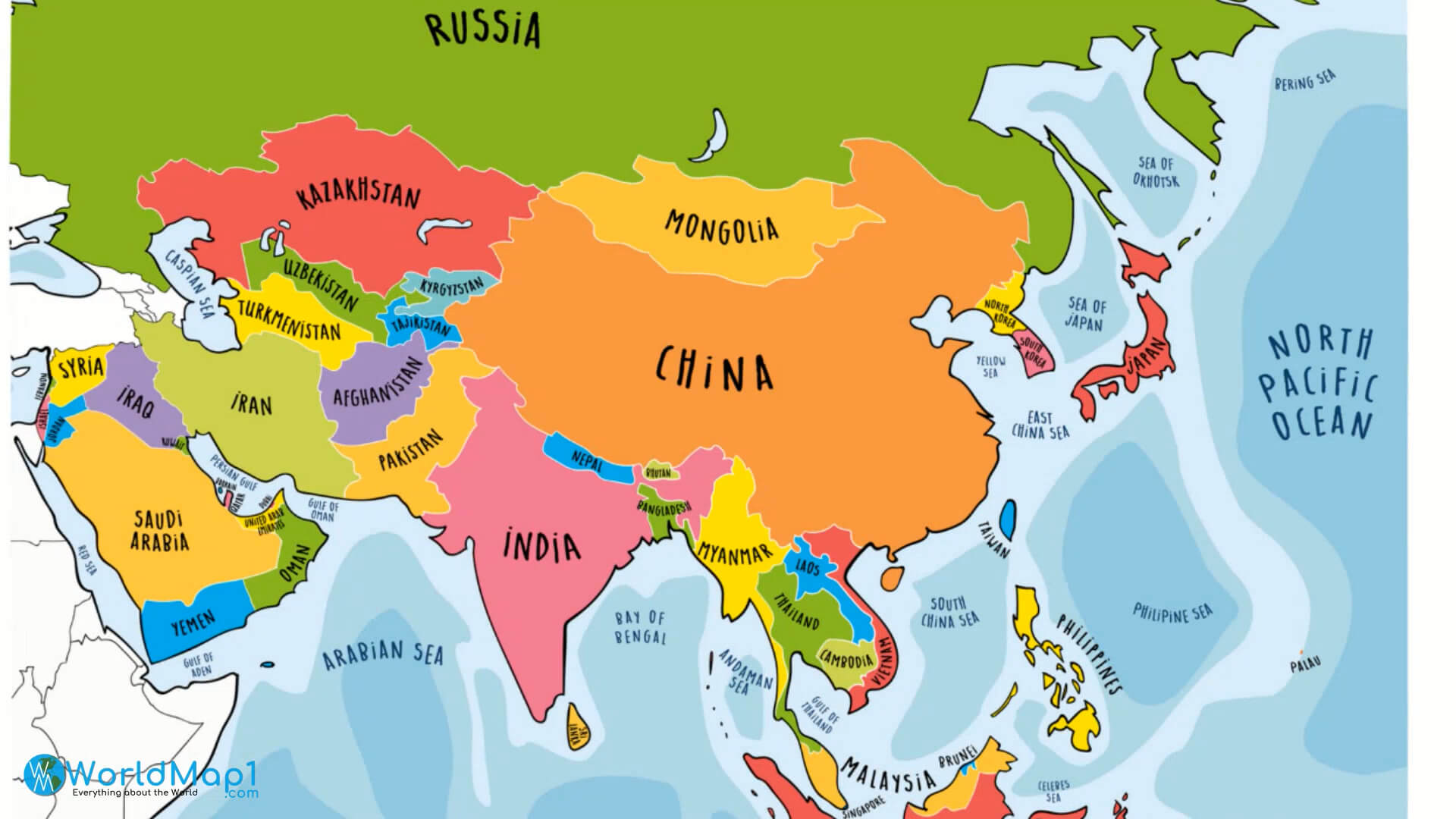 asia maps with countries