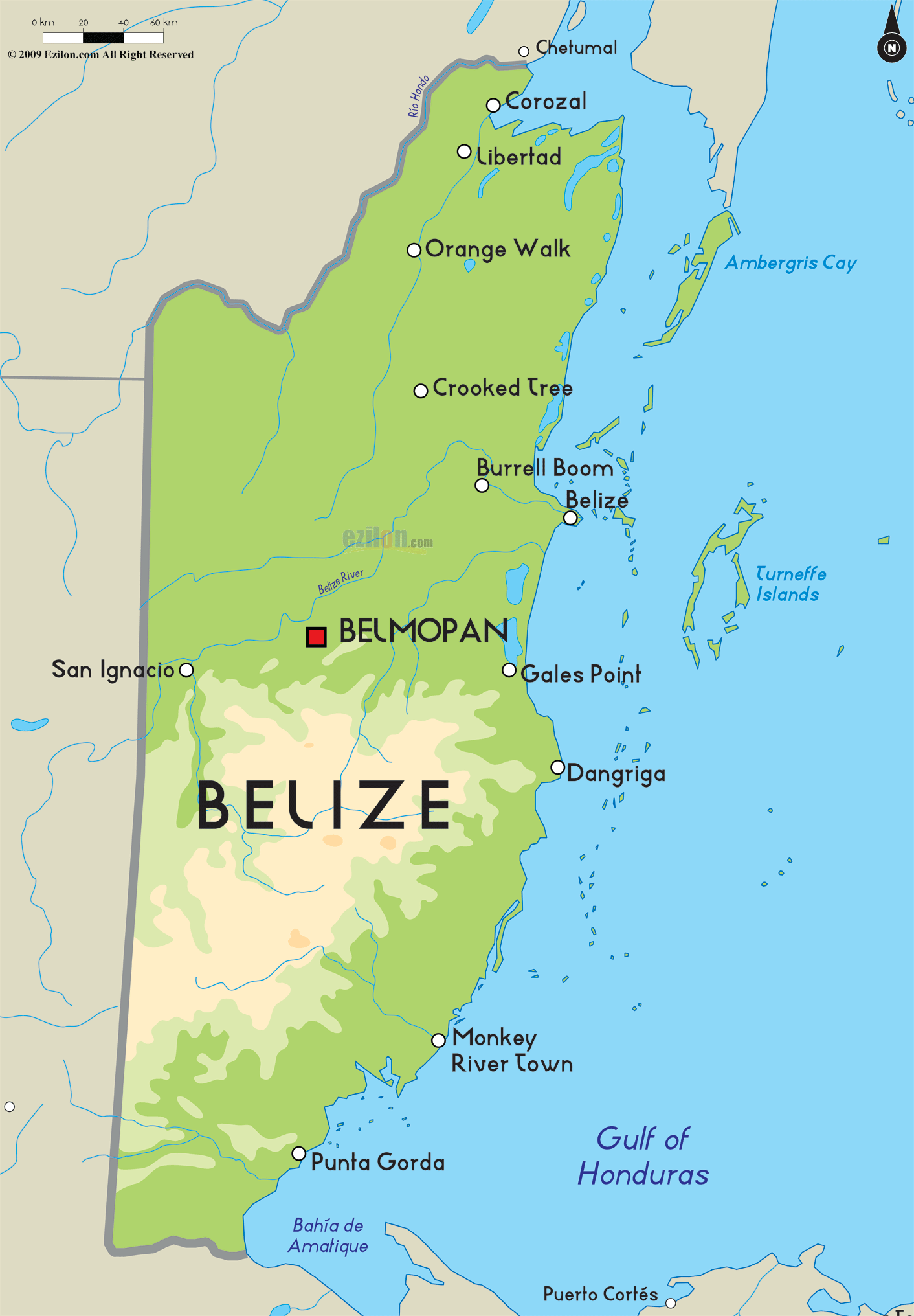 Mapa Fisico De Belice Mapa De Fisica De Belice America Central Images