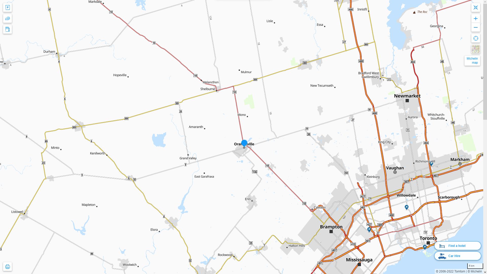 Orangeville Map - Canada