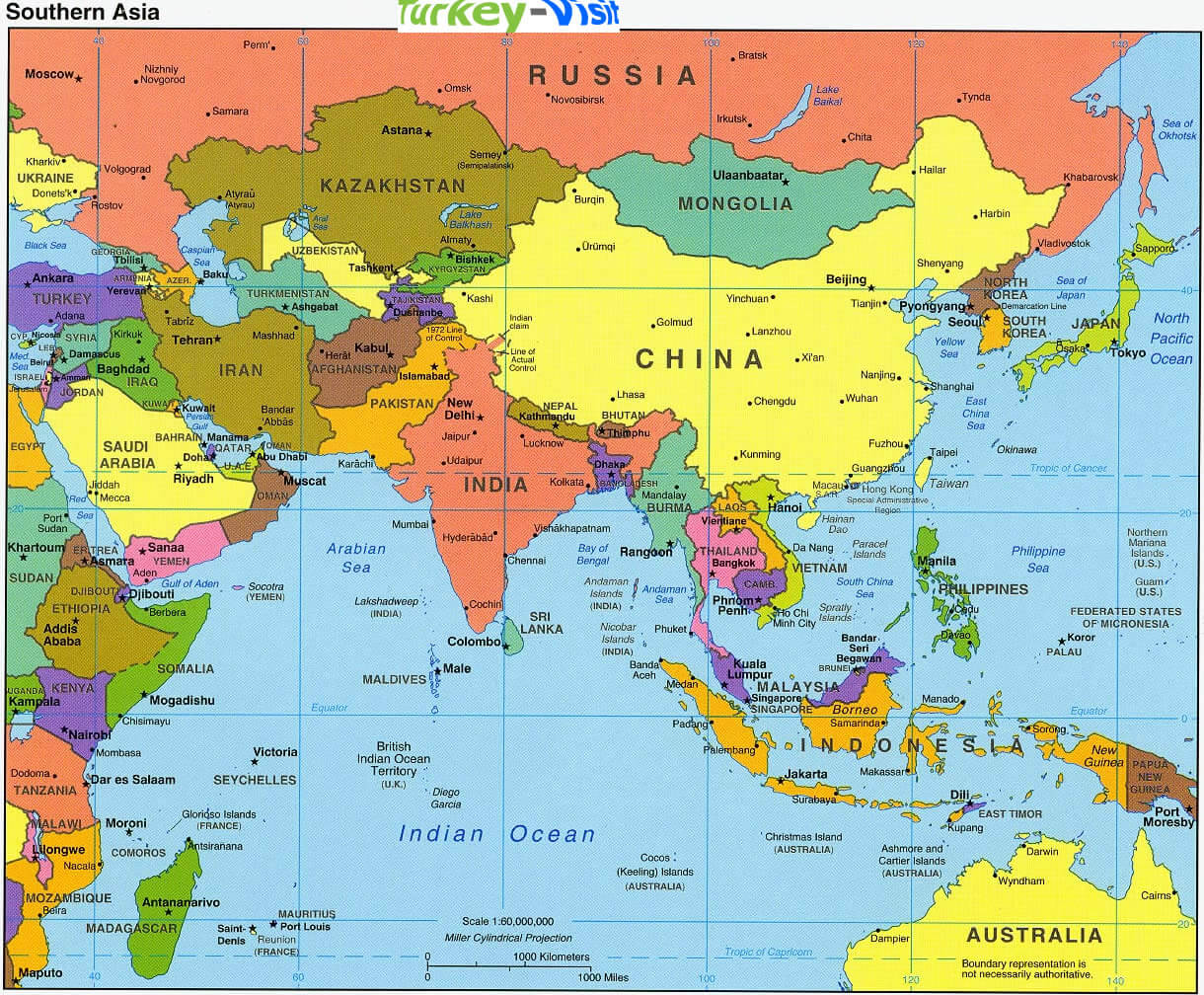 Printable Map Of Asia With Countries And Capitals - United States Map