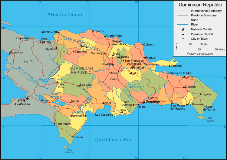 Dominican Republic Major Cities Map