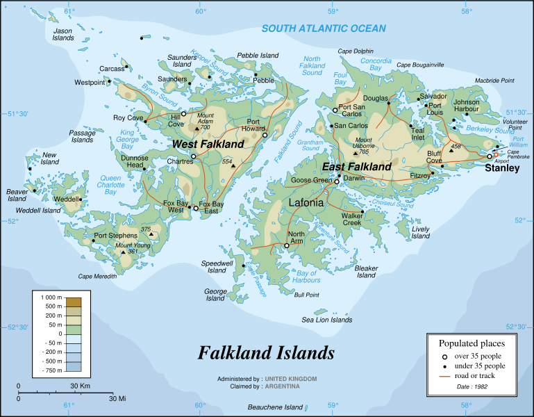 Administrative Map of Falkland Islands