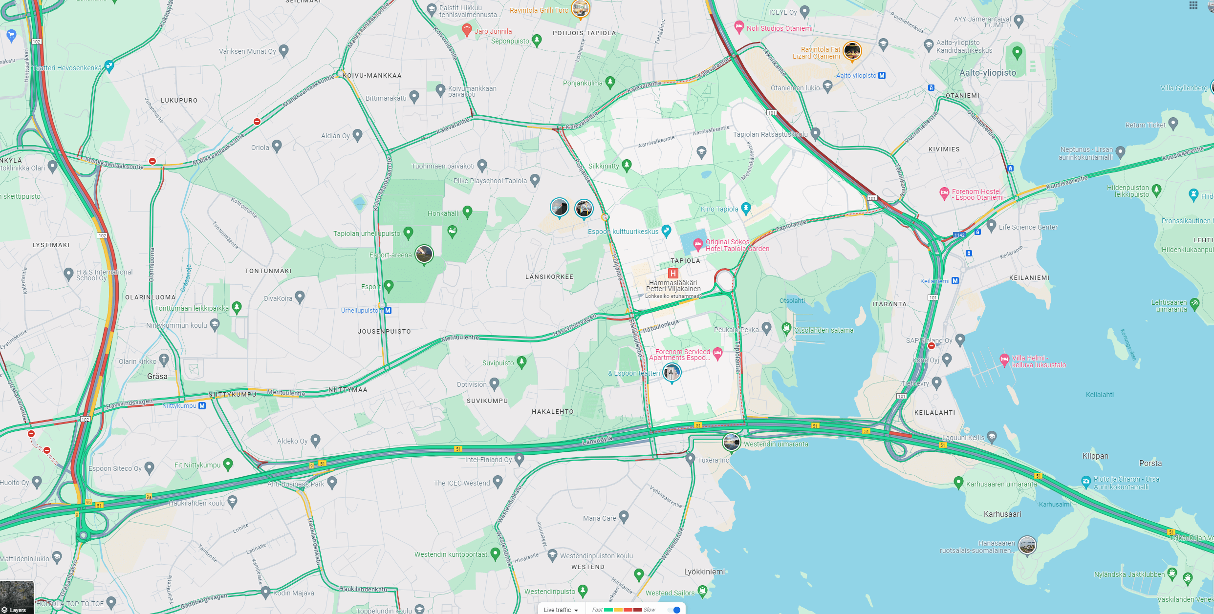 tapiola espoo road map