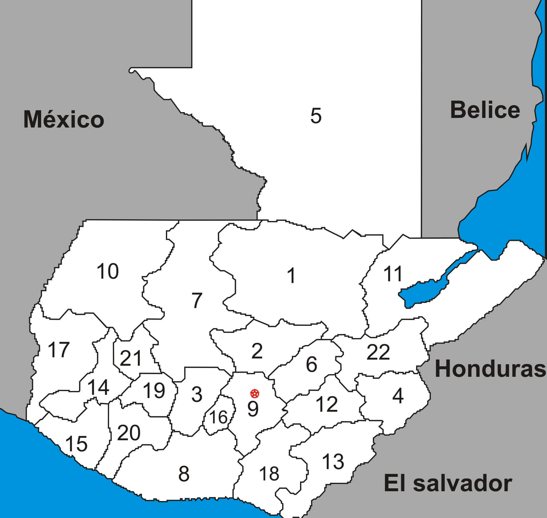 Departments Of Guatemala Map 2010 