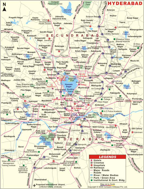 Hyderabad Map With East West North South Hyderabad Map