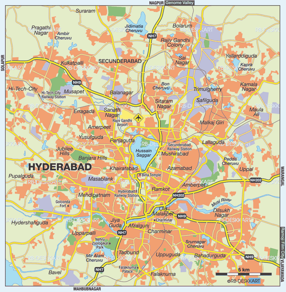 Hyderabad Map With Directions Hyderabad Map - India