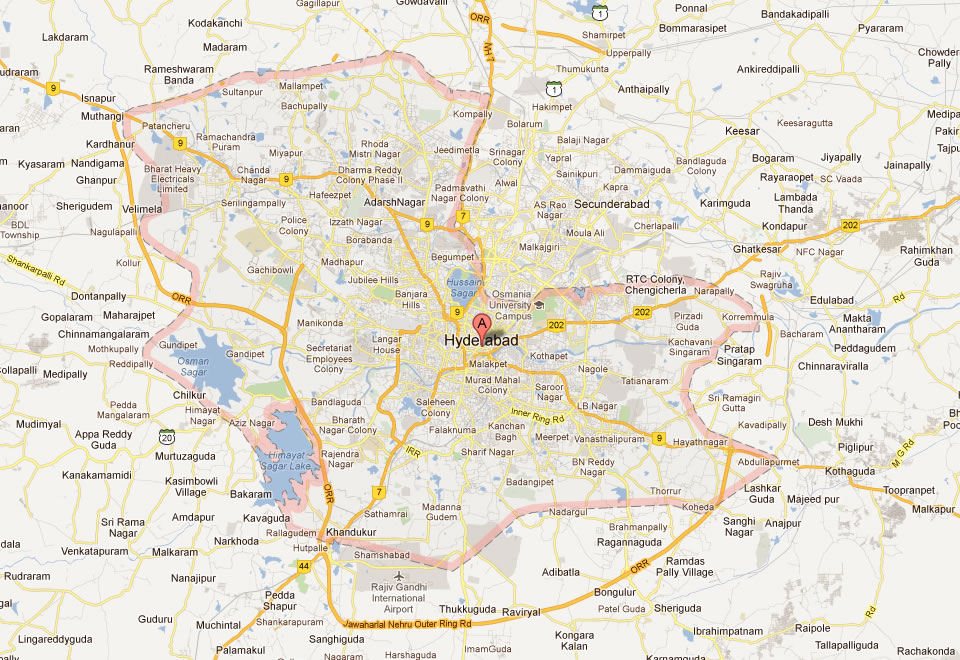 Hyderabad Map With Directions Hyderabad Map - India