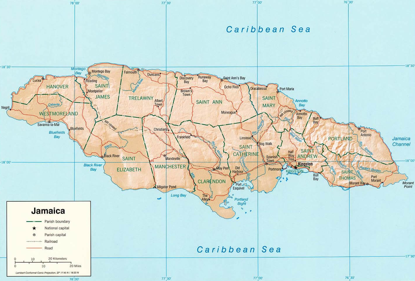 Jamaica Island Map