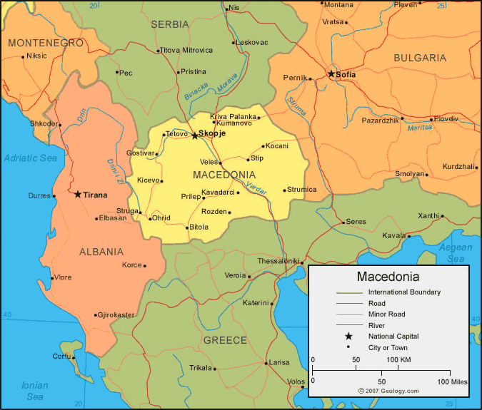 Македония политическая карта