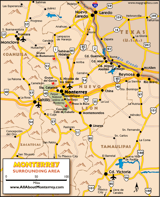 Directions To Monterrey Mexico Monterrey Map