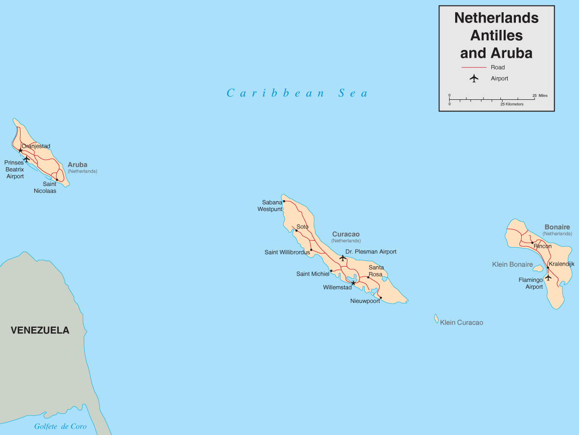 Netherlands Antilles Map Aruba