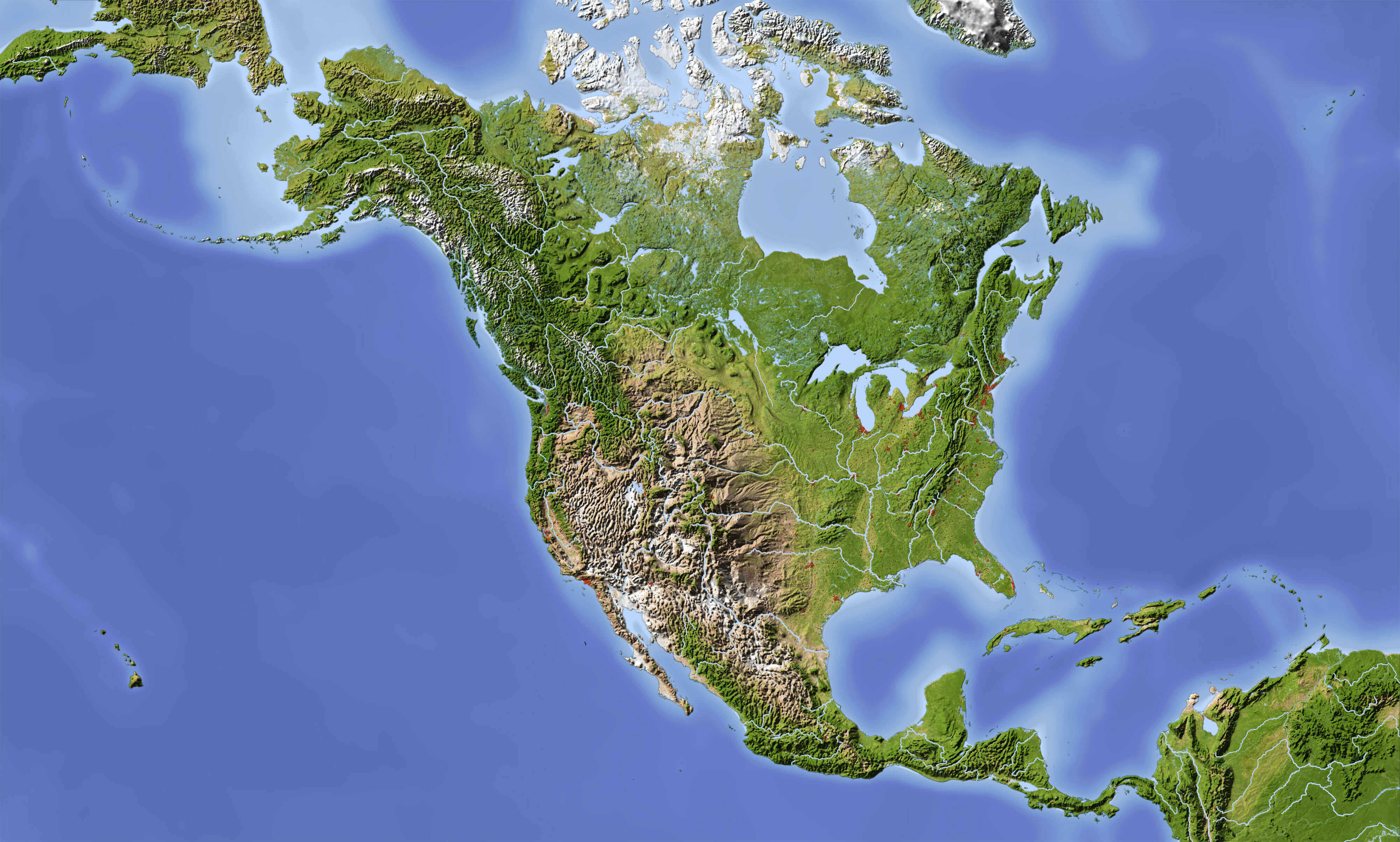 Physical Map Of North America With Labels - United States Map