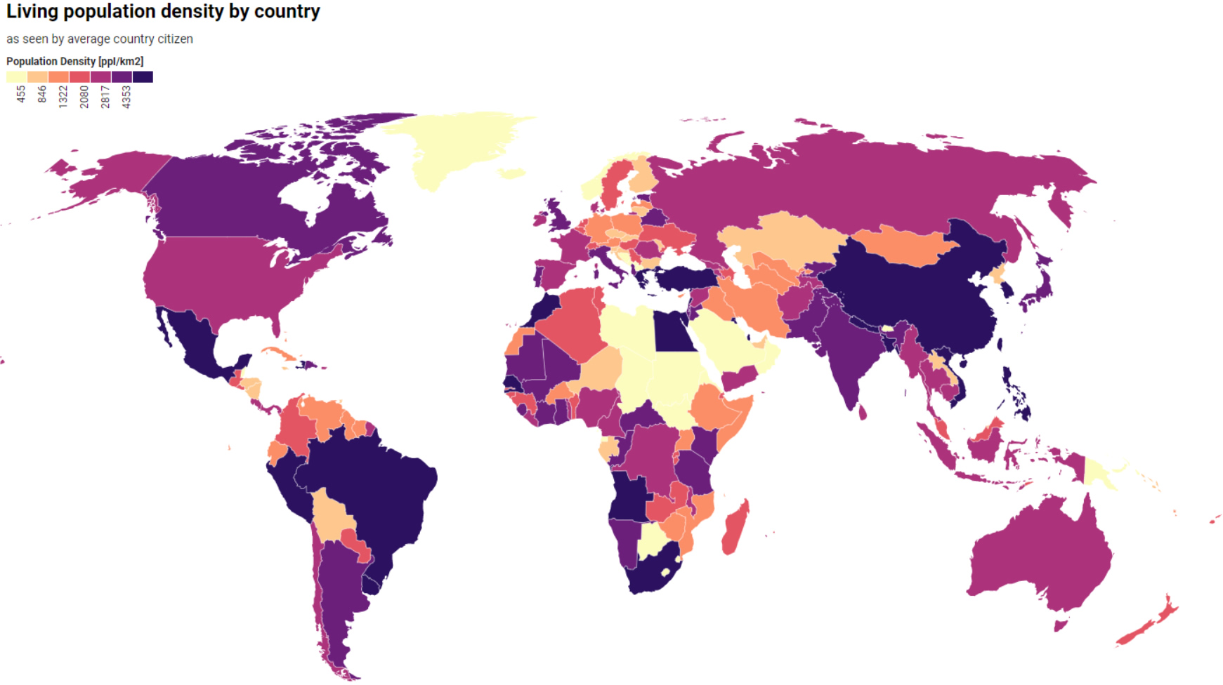 World and United States of America Living Population Density Map by Country