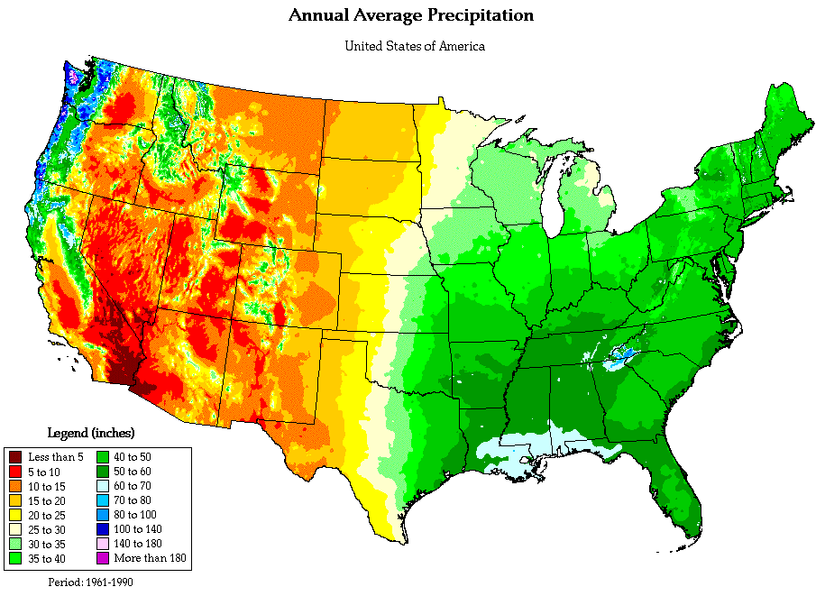 Annual Average Precipitation Across the United States