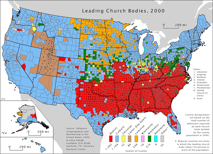 Religious Denominations Across the United States (2000)