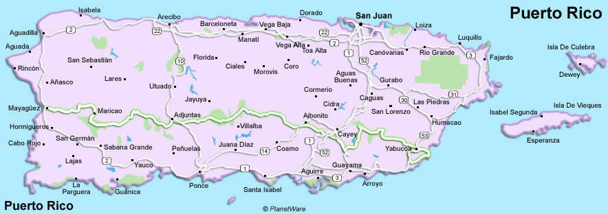 Puerto Rico Cities Towns Map