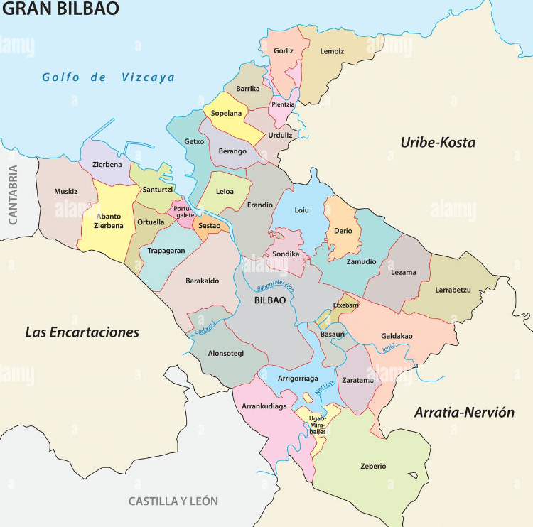 bilbao map with districts