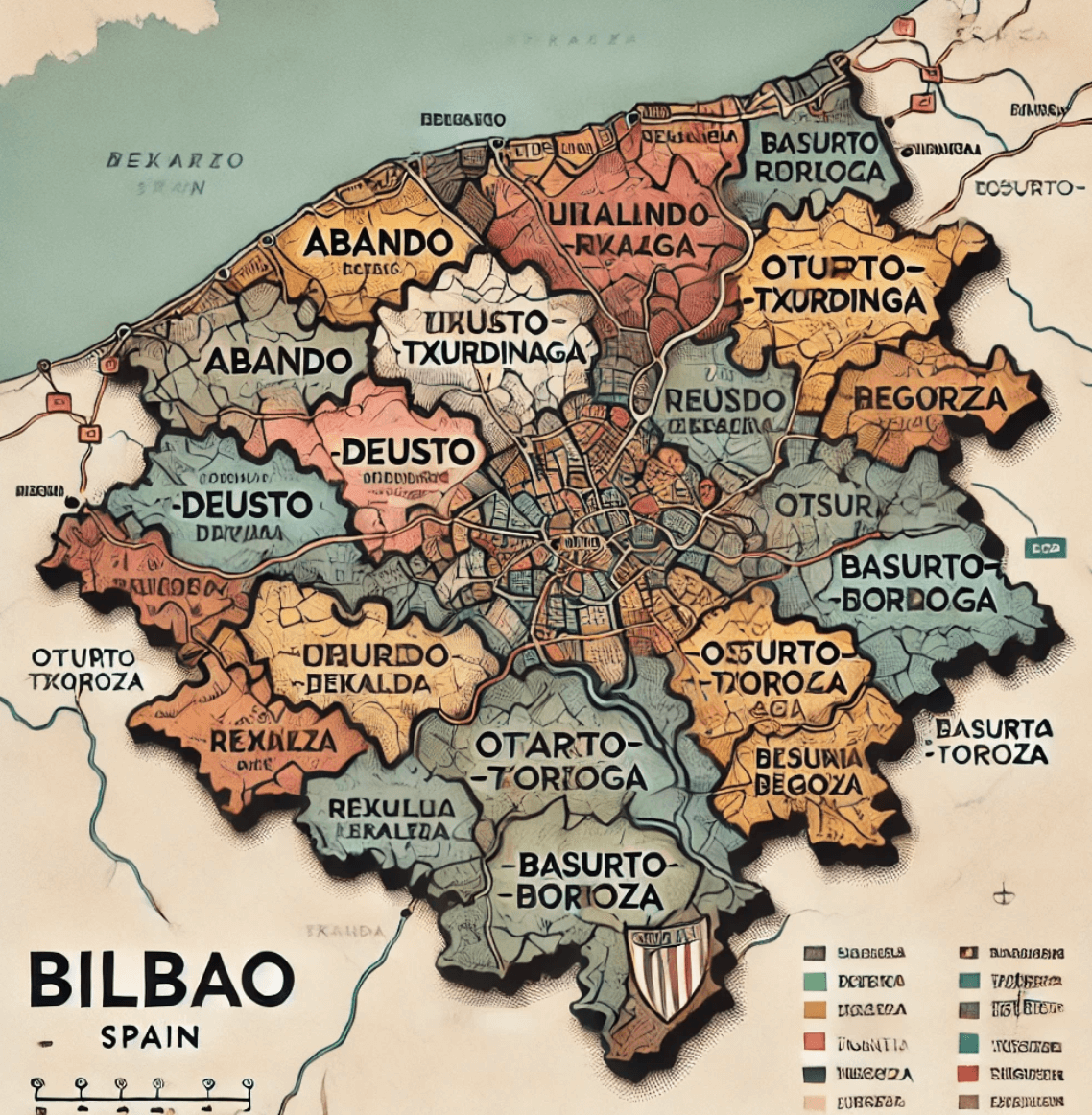 Bilbao Map with Districts