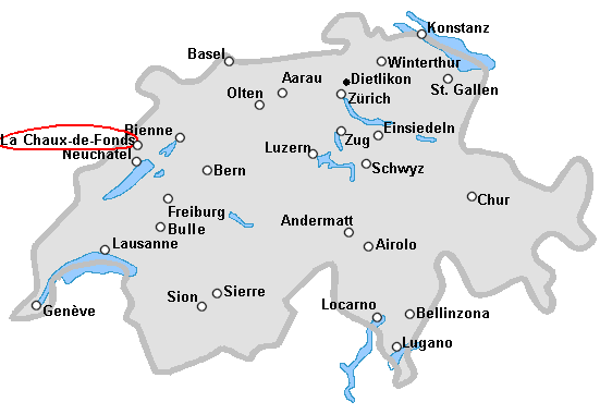 La Chaux e Fonds Map