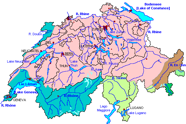 Карта швейцария географическая