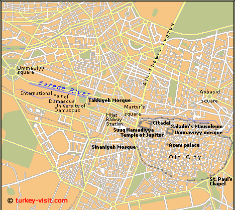 Damascus Map - Syria
