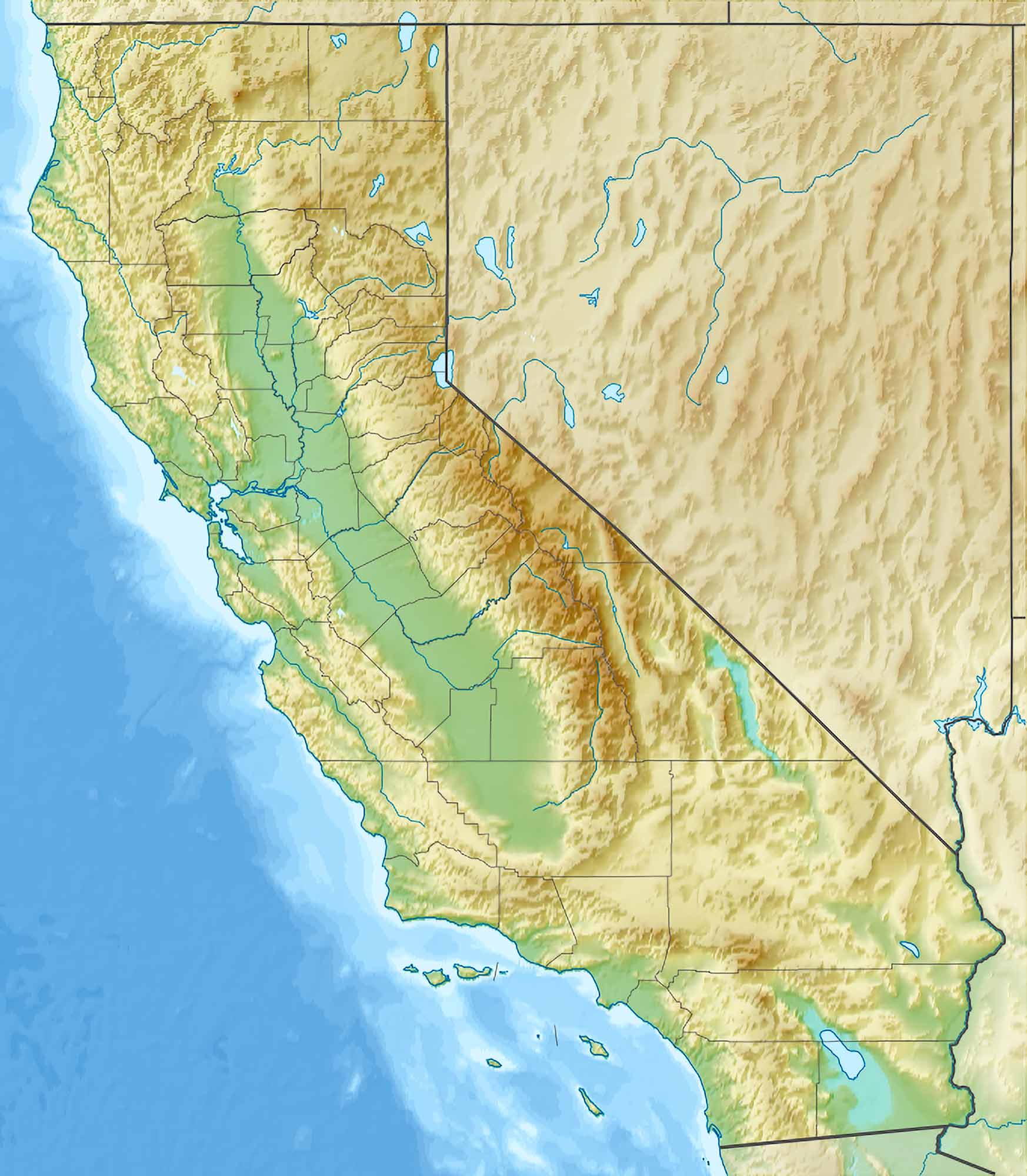 California Relief Map