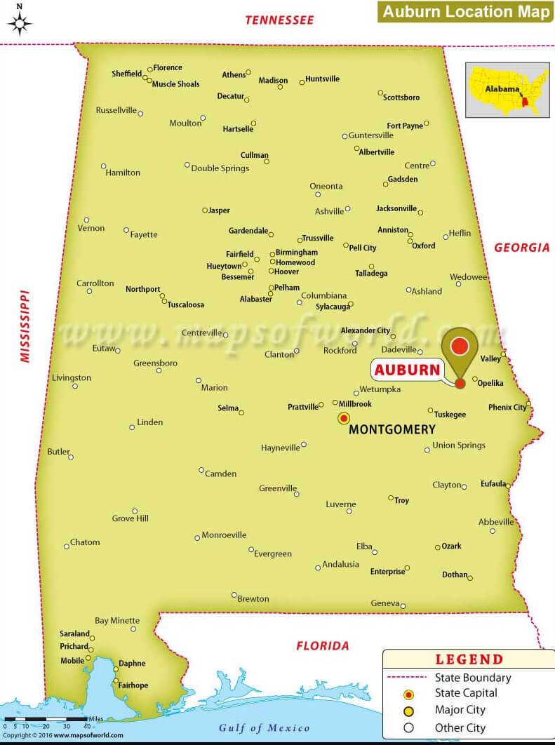 Auburn, Alabama Map