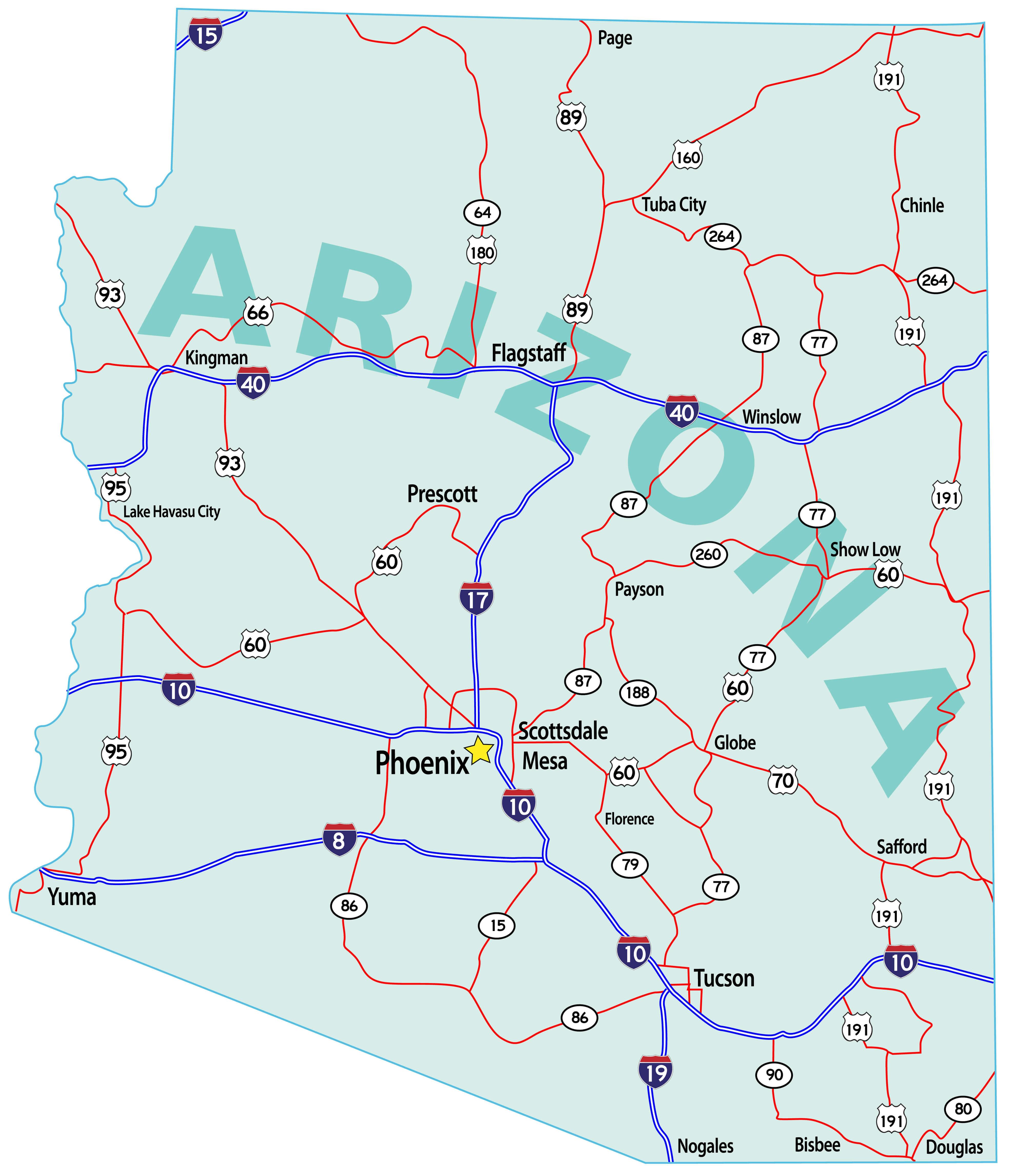 57 Images for : Map Of Usa With Arizona - Kodeposid