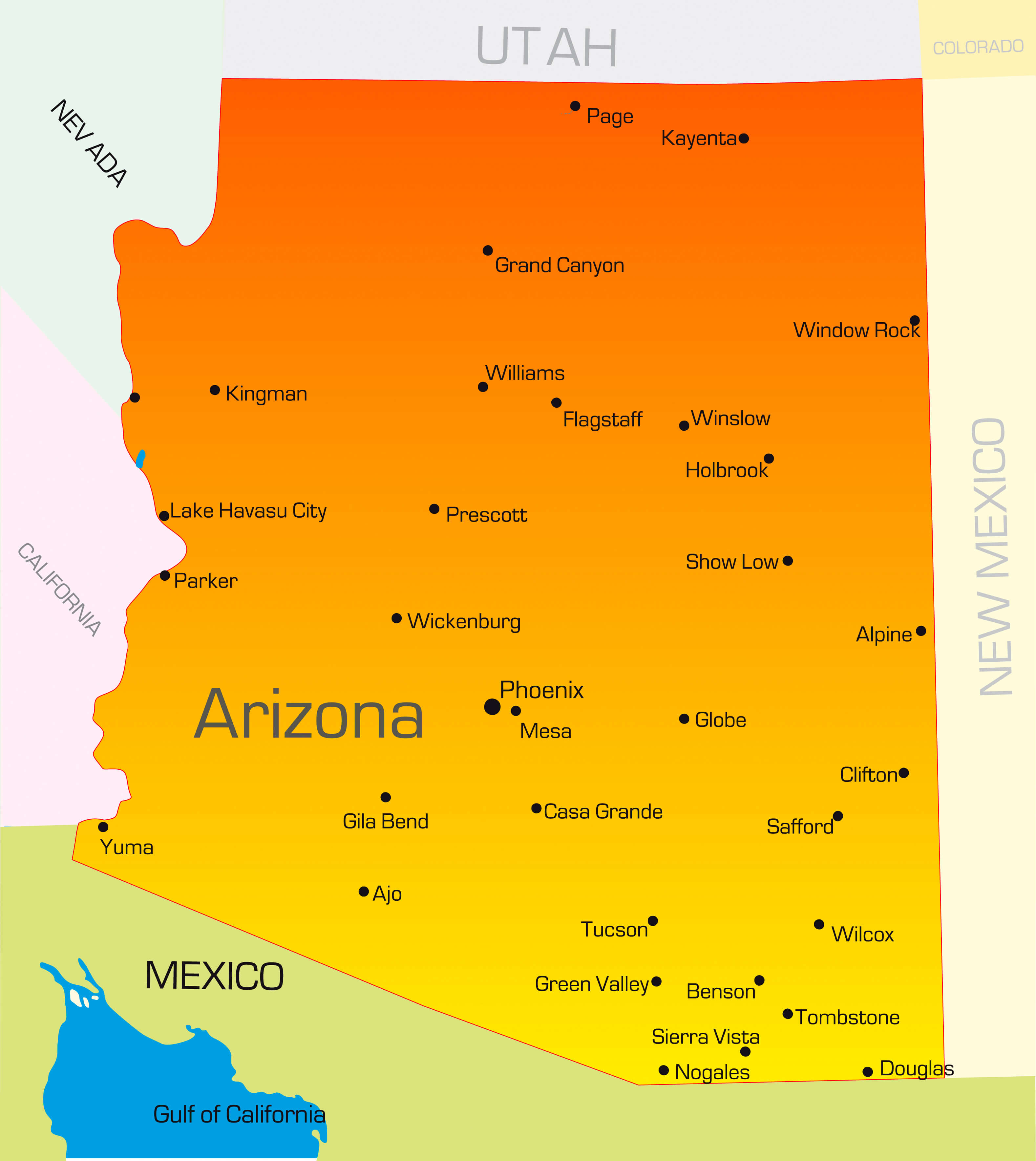 Labeled Map Of Arizona With Cities World Map Blank An - vrogue.co