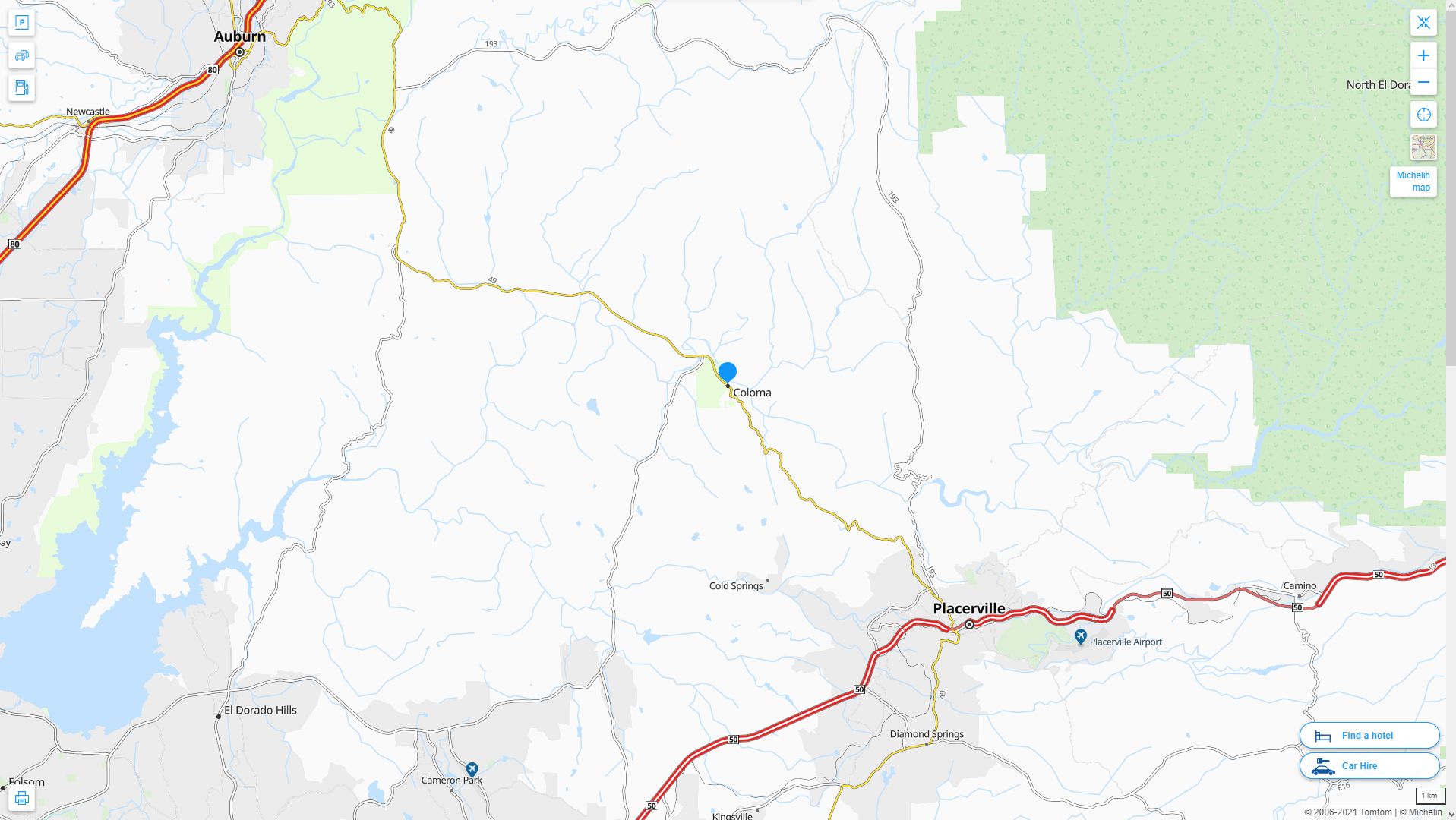 Coloma, California Map