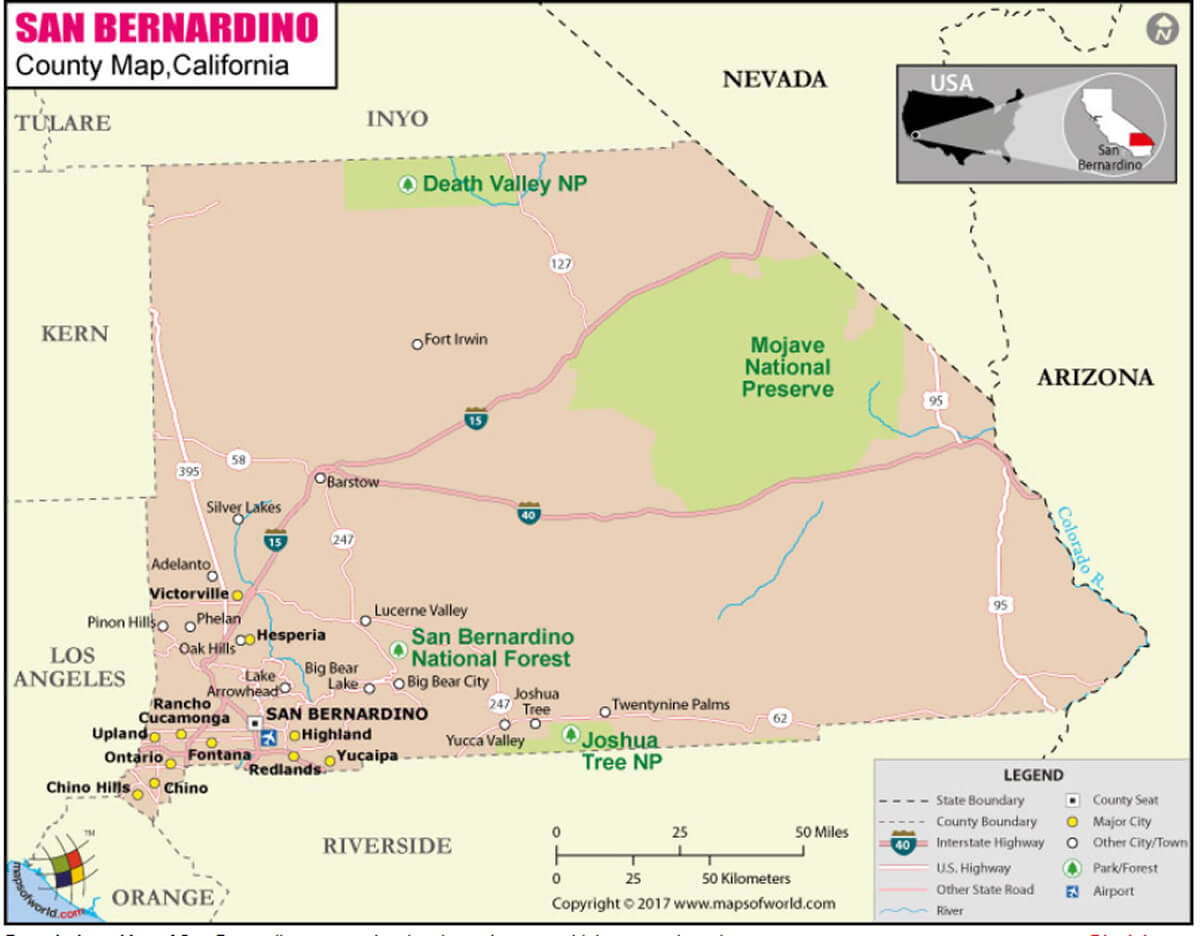 San Bernardino, California Map