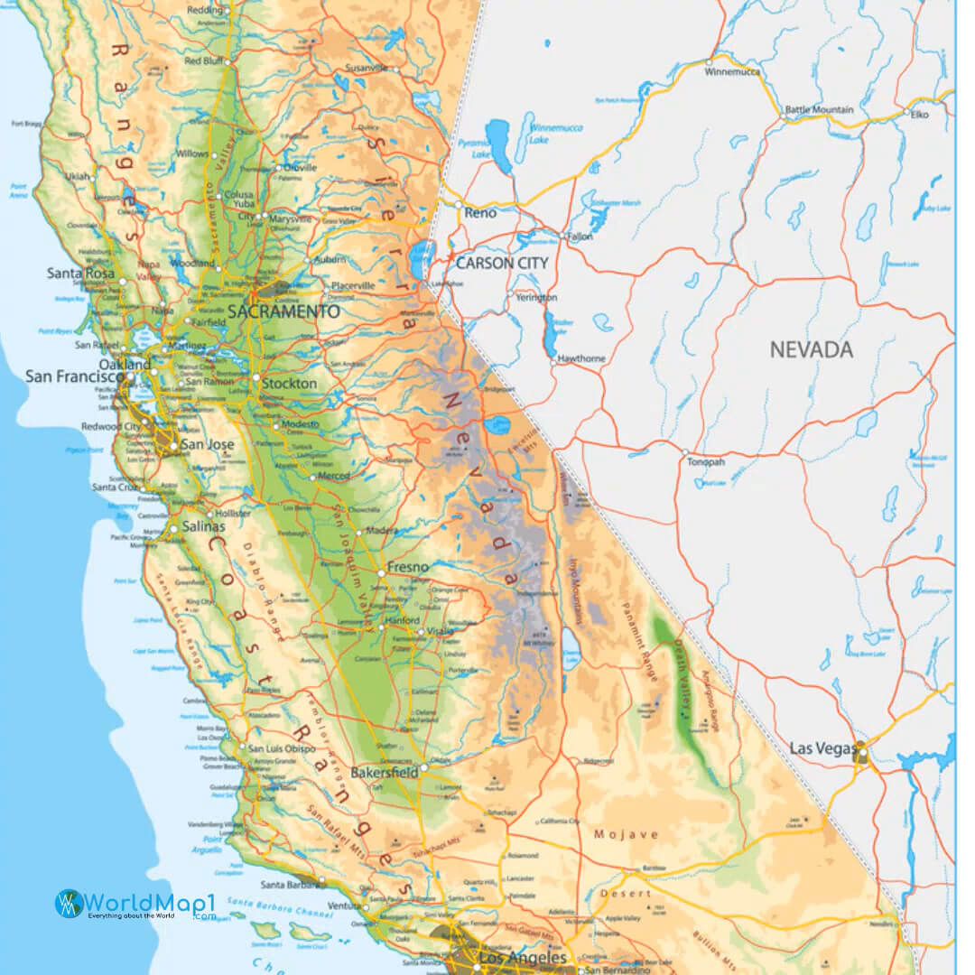 California Free Printable Map