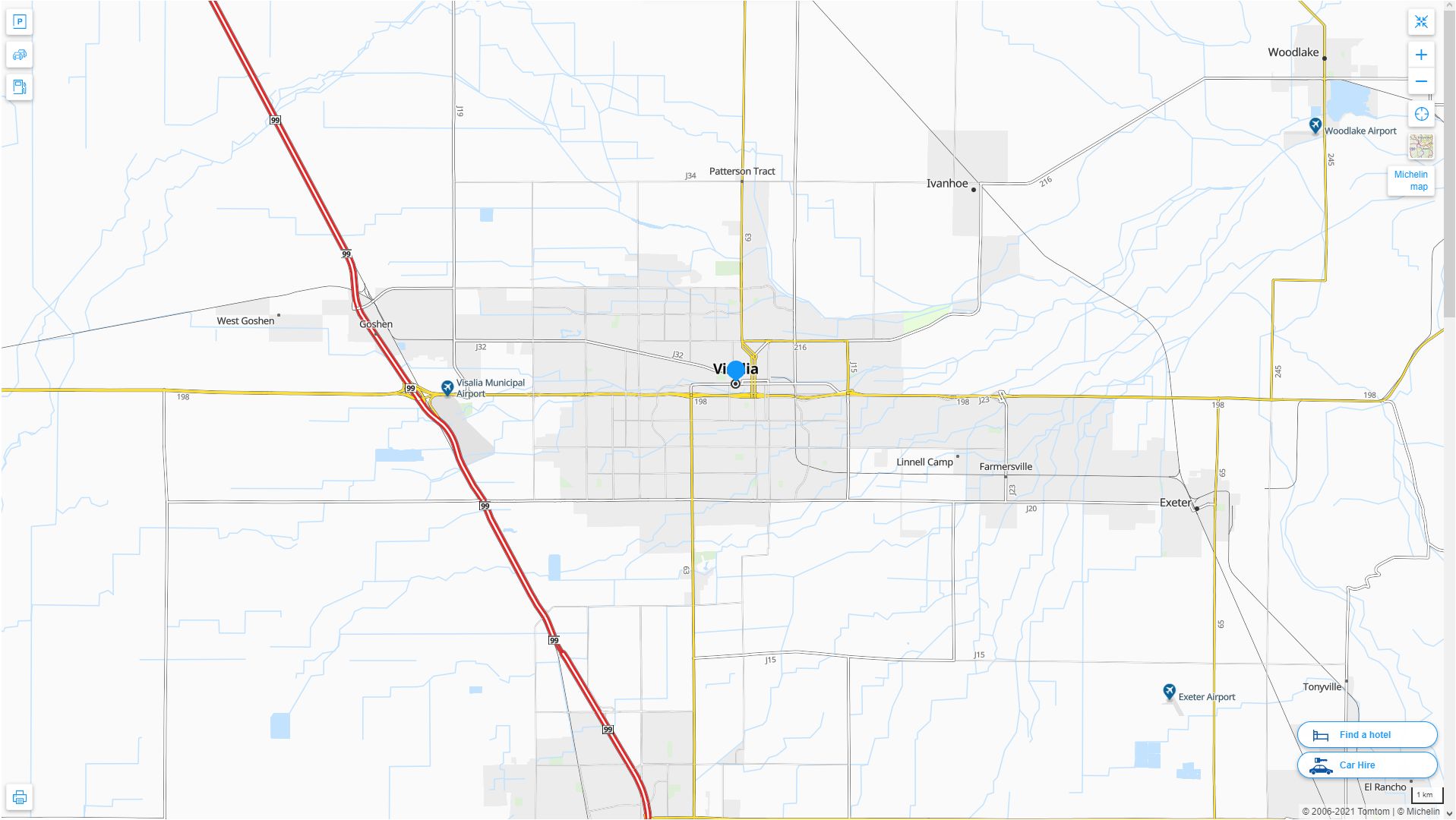 Visalia, California Map