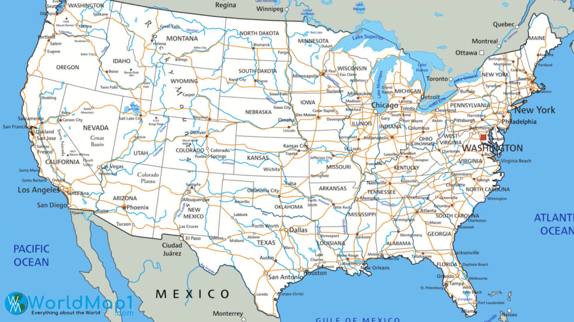 high detailed united states of america road map