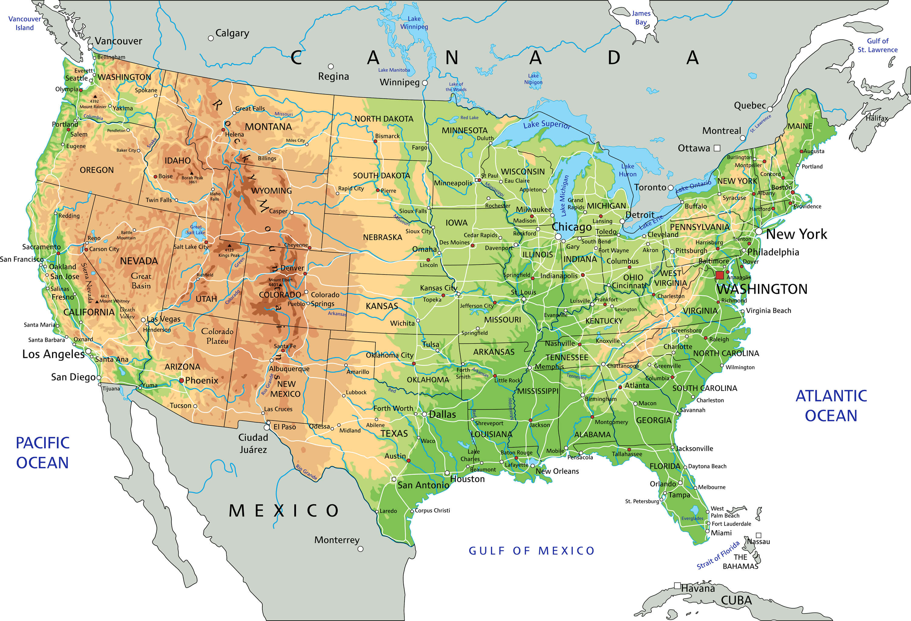 High Detailed United States of America Road Map