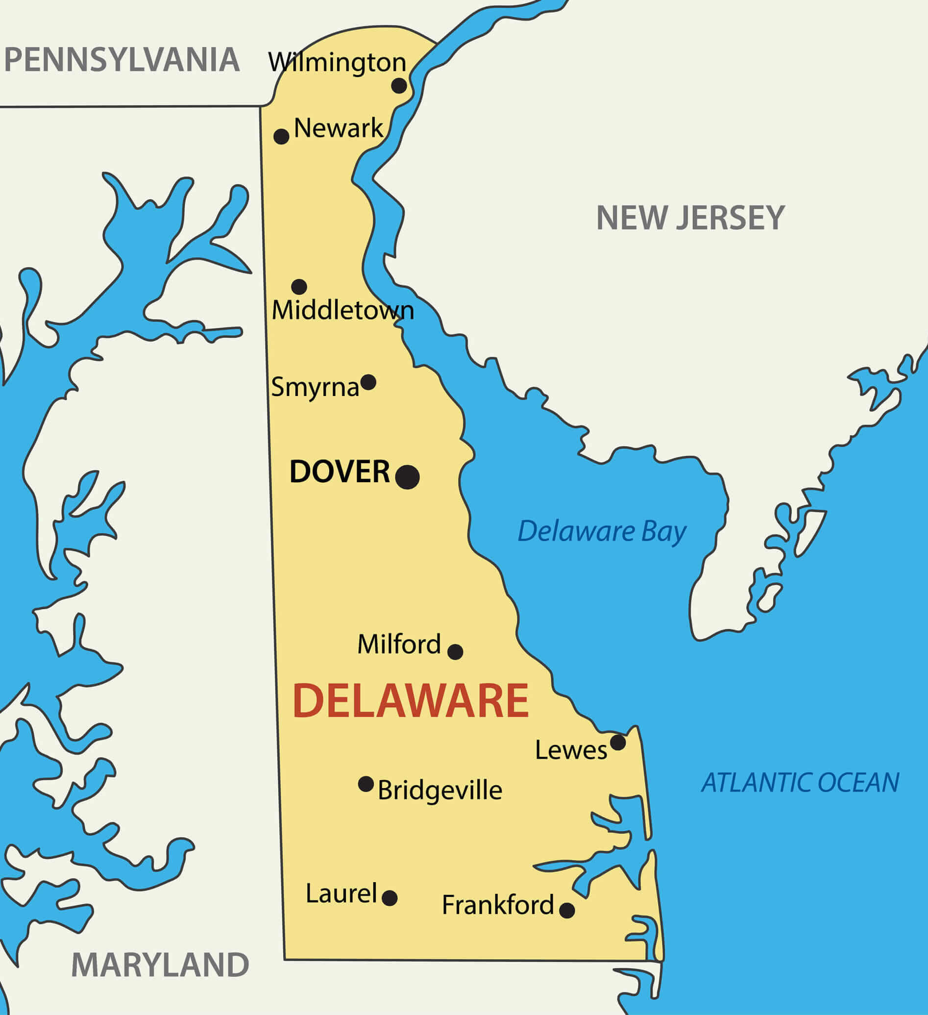 Mapa De Delaware Usa Delaware Map