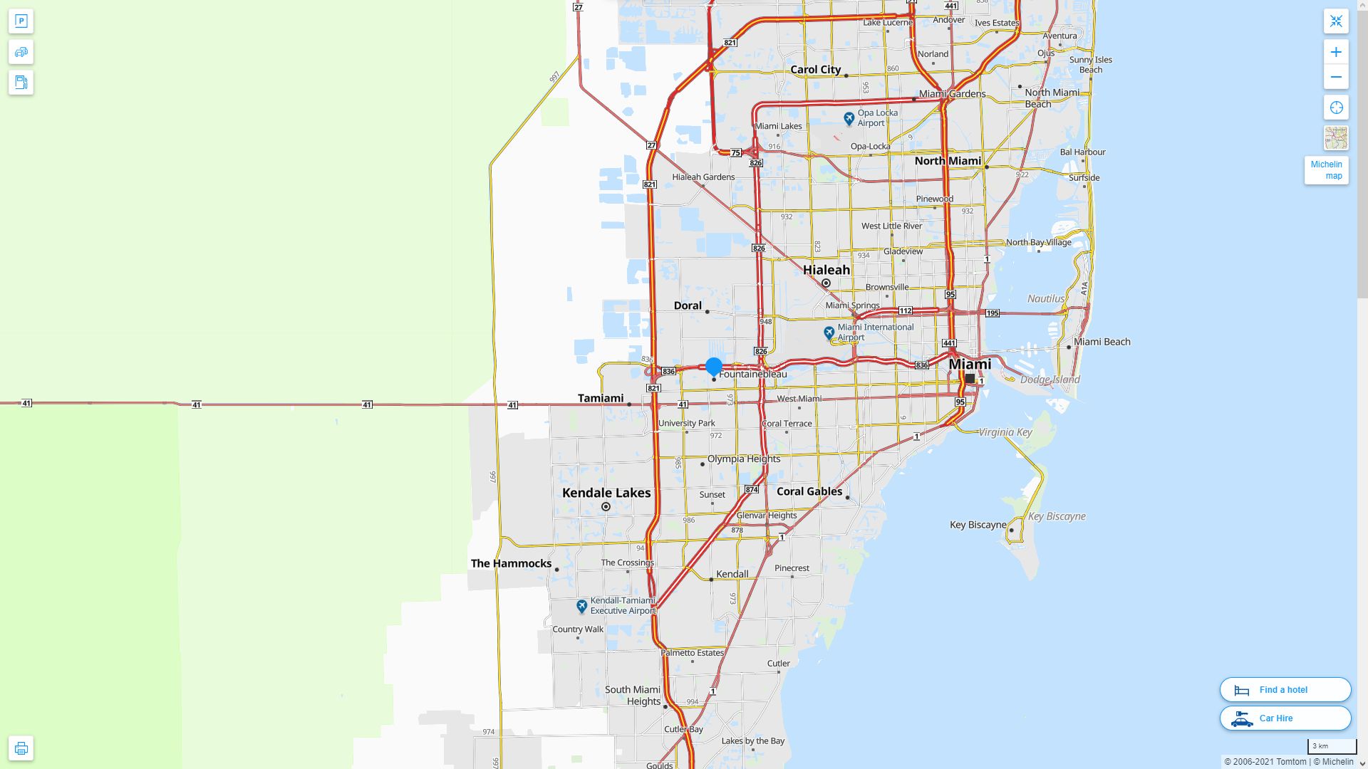 Fountainebleau, Florida Map