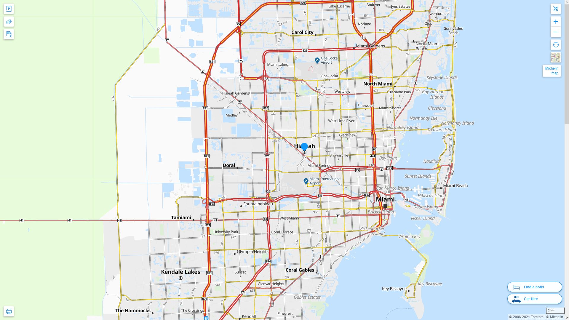 Hialeah, Florida Map