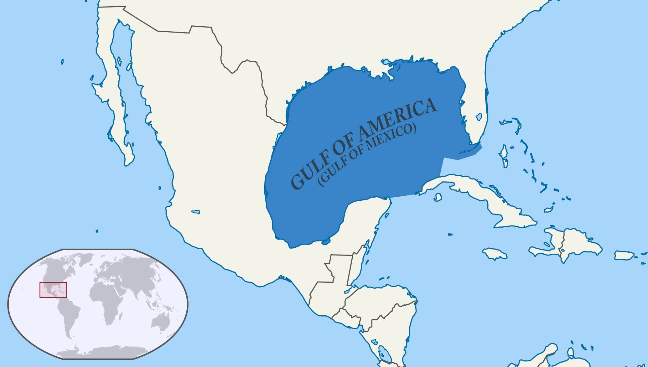 Gulf of America Mexico location map with regions