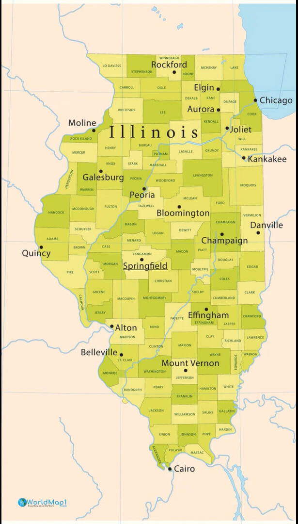 Printable Illinois Map With Cities