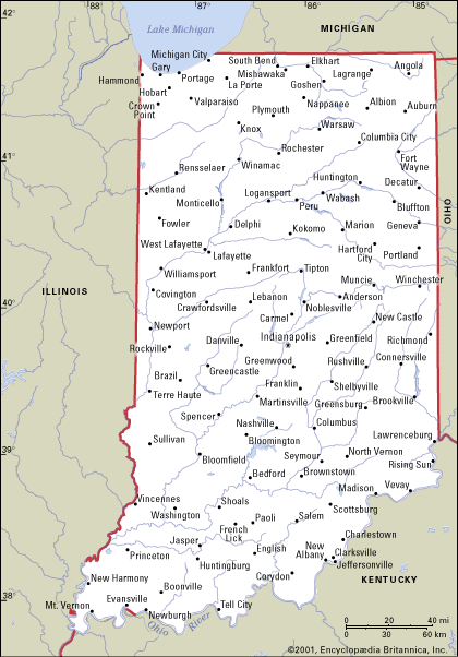 Indiana State Map With Cities And Counties Indiana Map