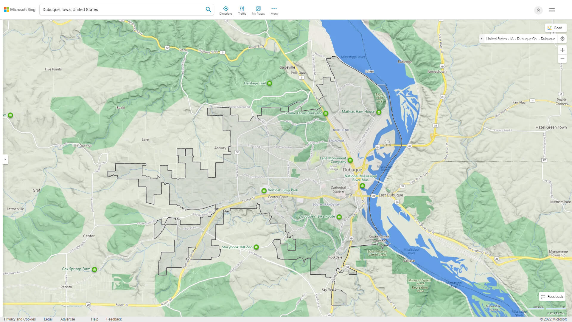 Dubuque, Iowa Map