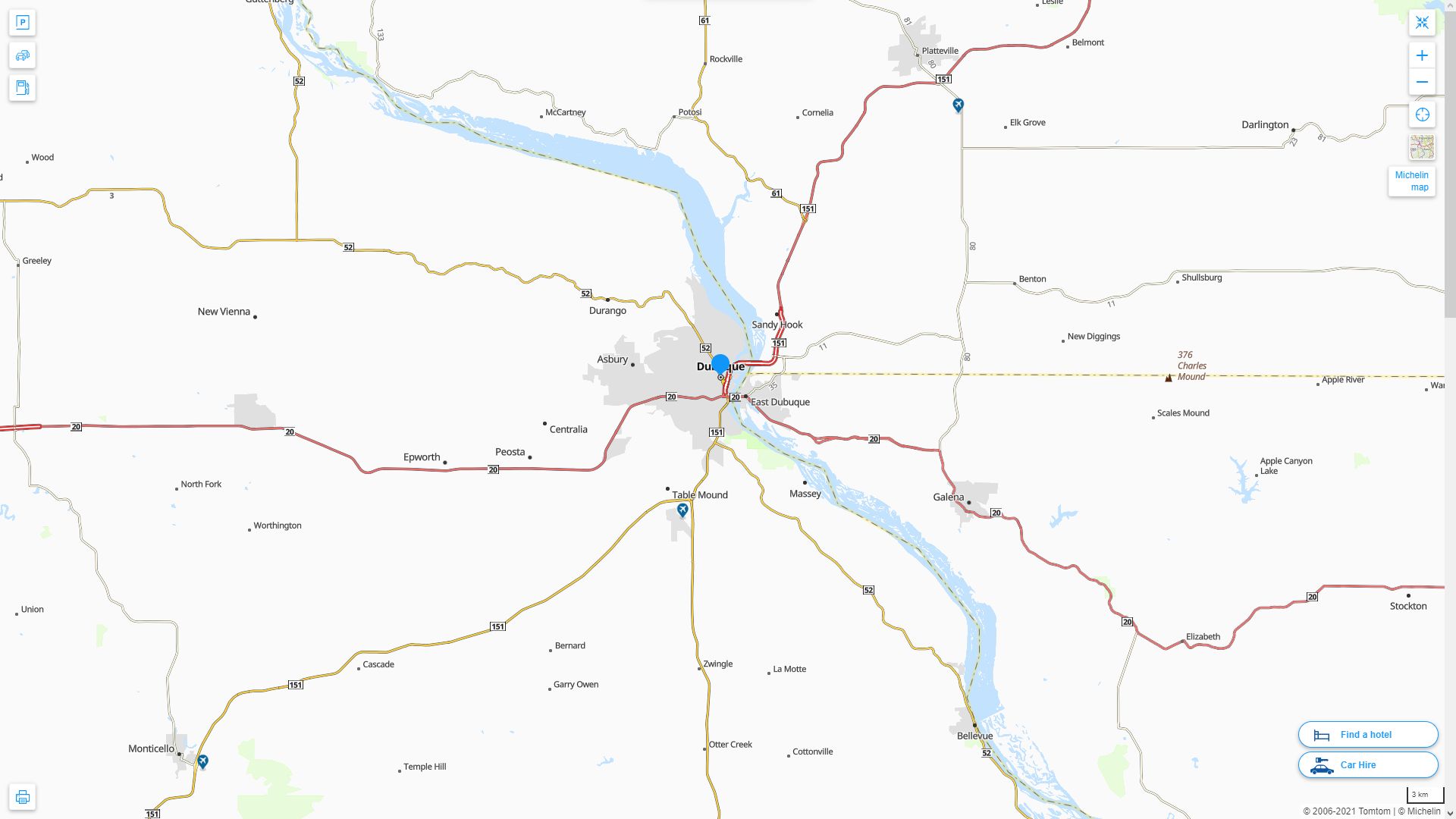 Dubuque, Iowa Map